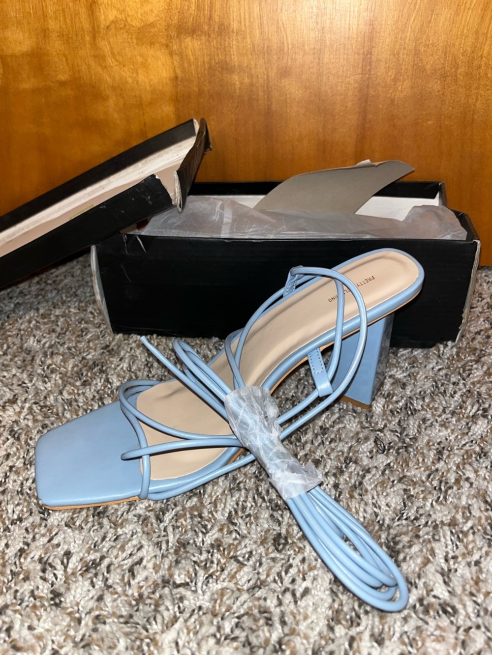 Pretty Little Thing block heal sandals